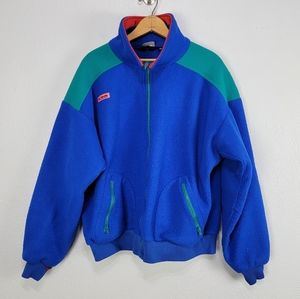 Vintage 80s Columbia Colorblock Full Zip Fleece Coat Size XL